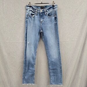 Silver Jeans Co Beau Slim Boyfriend Distressed Raw Hem Jeans W26 L28.5
